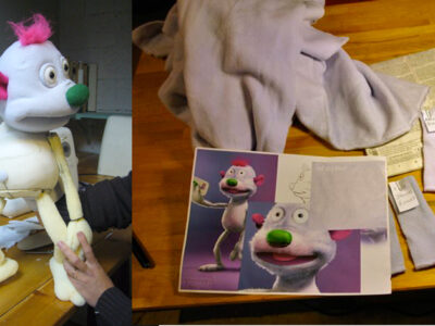 Marionnette en construction. Publicité internet pour la sncf avec Moving puppet. Dessin Florian Guzek.production Moving Puppet