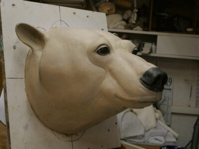 sculpture de la tête de l'ours, Laurent Huet